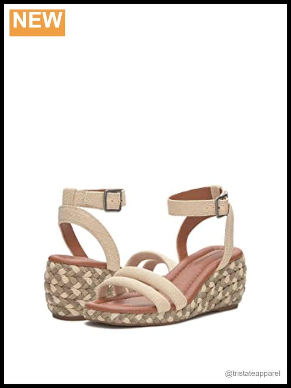 Wedge Sandals Textile PU Ankle Strap Buckle Closure Open Toe